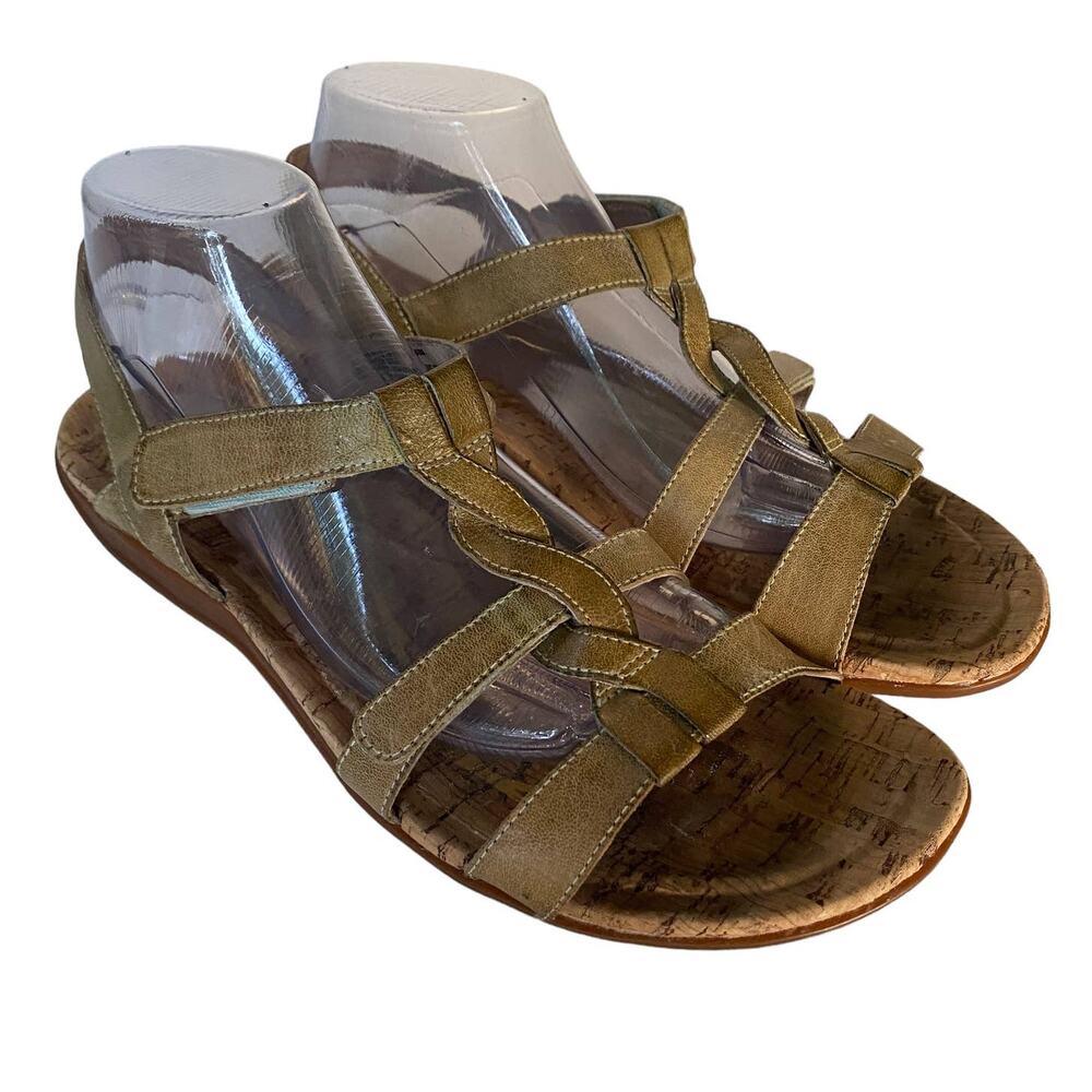 AEROLOGY by Aerosoles Size 11 M Strappy Leather Sandal with Heel Elastic Strap